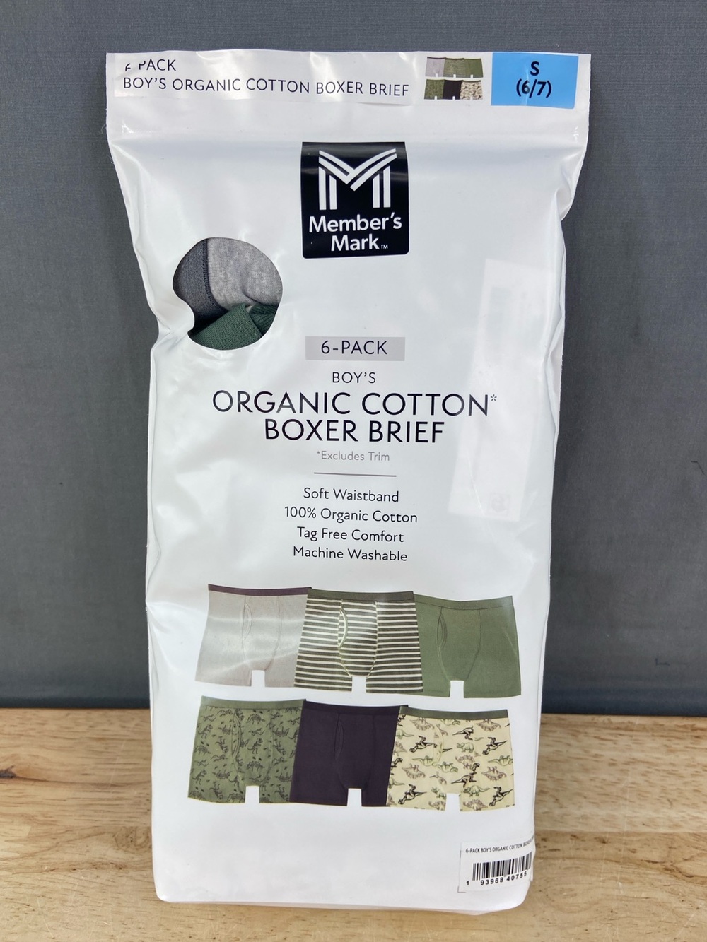 Member’s Mark Boys Small Organic Cotton Boxer Briefs, 6-Pack - Brand New